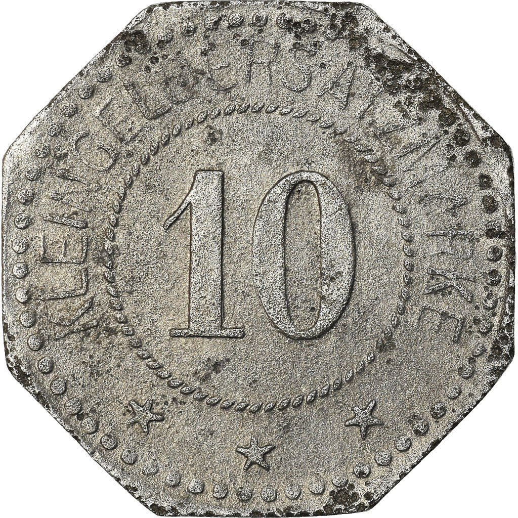 Moneta, Francia, Kleingeldersatzmarke, Busendorf, 10 Pfennig, BB, Zinco