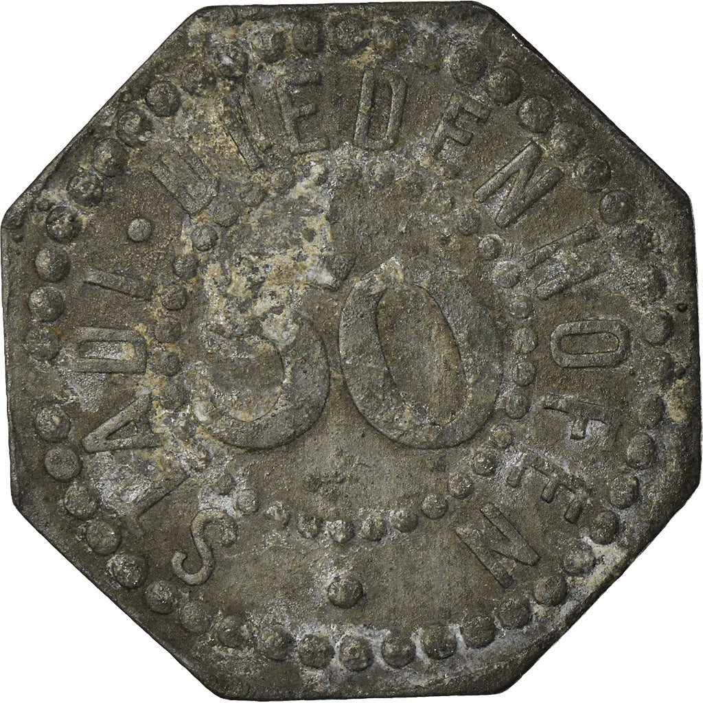 Monnaie, France, Kriegsnotgeld, Diedenhofen, 50 Pfennig, 1917, TTB, Zinc