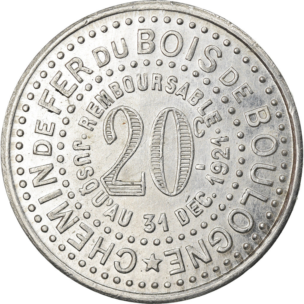 Moneta, Francia, Chemin de Fer du Bois de Boulogne, Paris, 20 Centimes, 1921