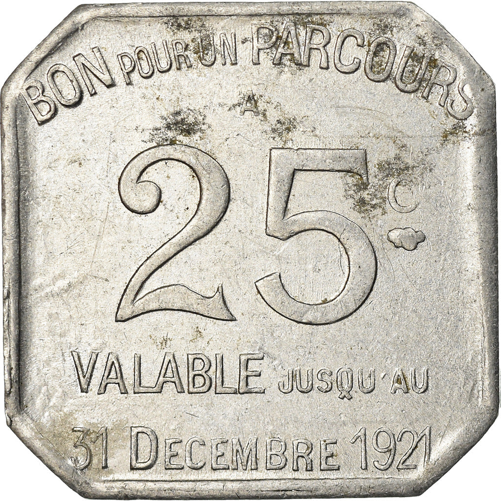 Coin, France, Transport en Commun Région Parisienne, Paris, 25 Centimes
