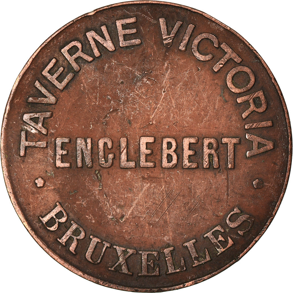 Coin, Belgium, Taverne Victoria, Englebert, Bruxelles, 25 Centimes, EF(40-45)