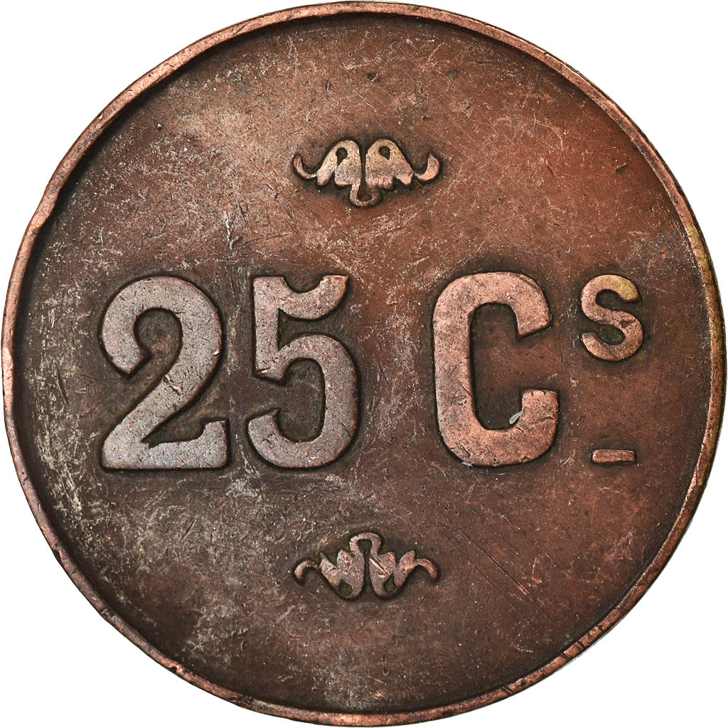 Coin, Belgium, Taverne Victoria, Englebert, Bruxelles, 25 Centimes, EF(40-45)