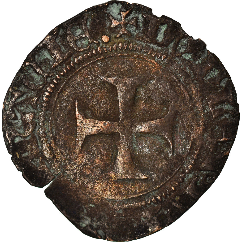 Moneta, Francia, Charles VI, Double Tournois, Niquet, Uncertain Mint, B+