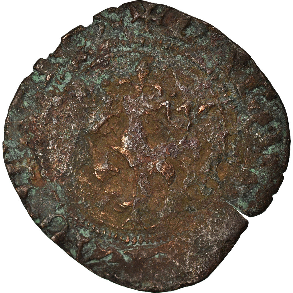 Moneta, Francia, Charles VI, Double Tournois, Niquet, Uncertain Mint, B+