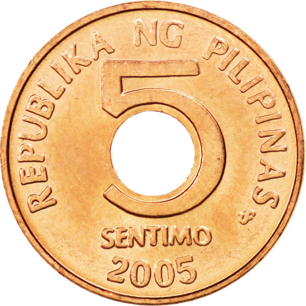Coin, Philippines, 5 Sentimos, 2005, MS(63), Copper Plated Steel, KM:268