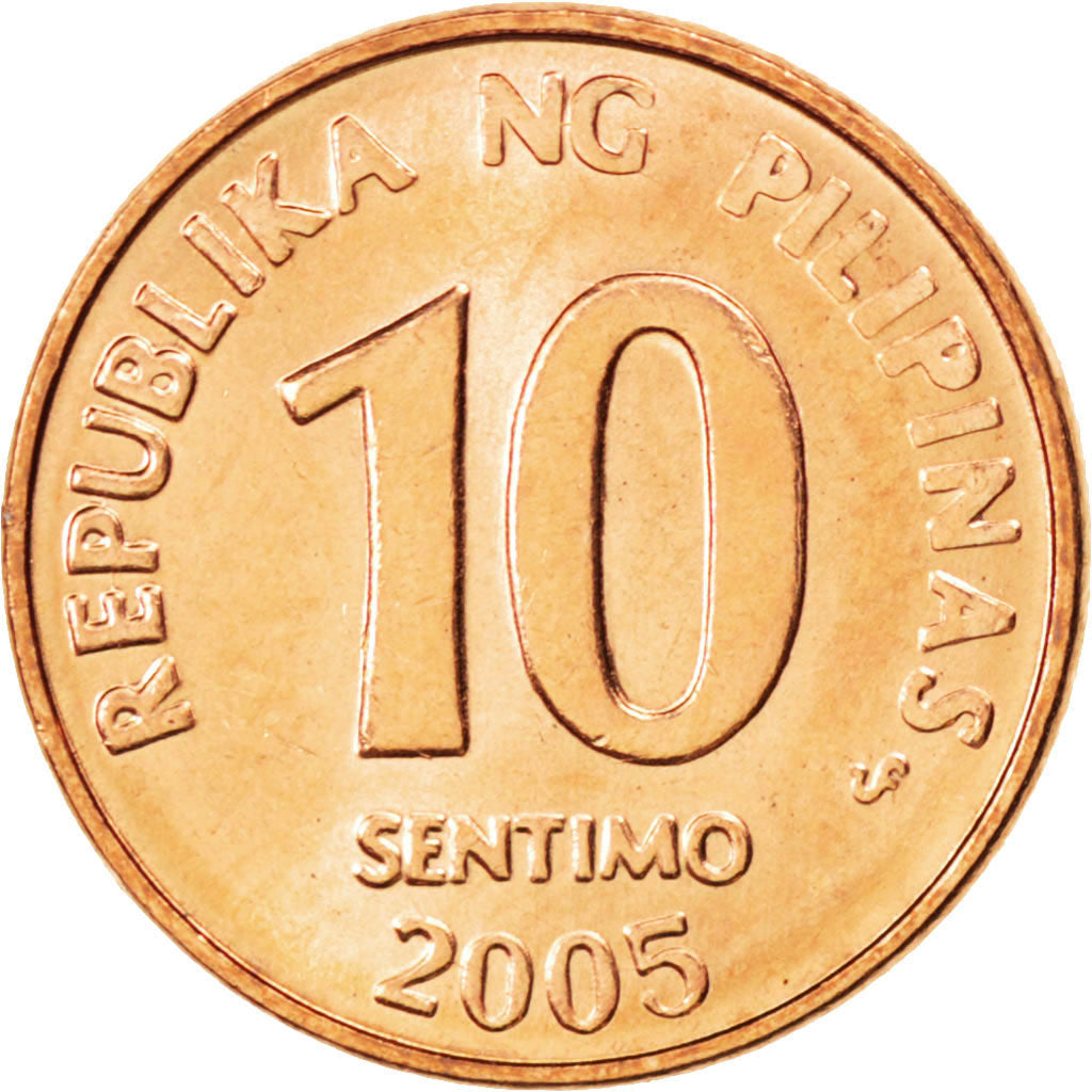 Coin, Philippines, 10 Sentimos, 2005, MS(63), Copper Plated Steel, KM:270.1