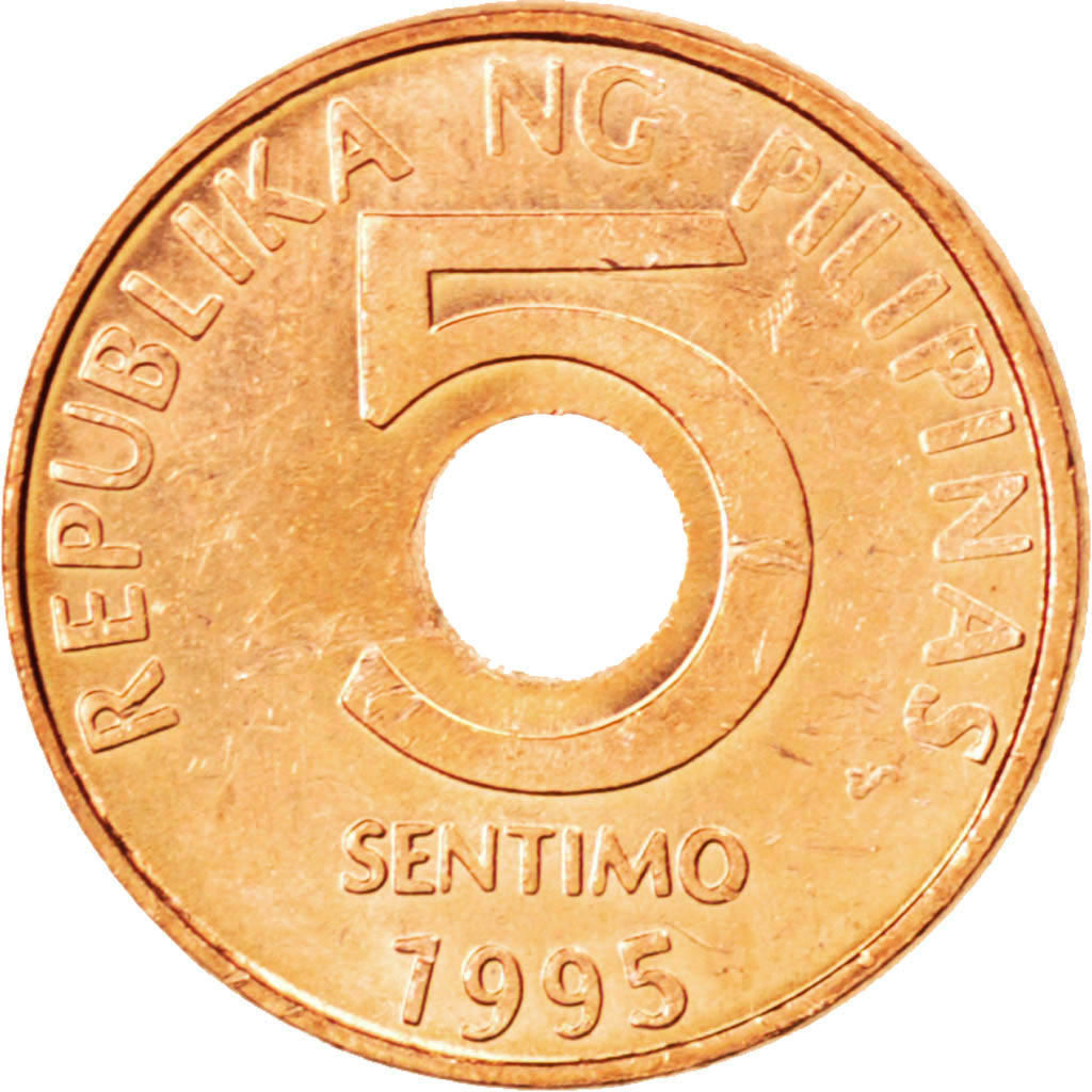 PHILIPPINES, 5 Sentimos, 1995, KM #268, MS(63), Copper Plated Steel, 15.5, 1.90