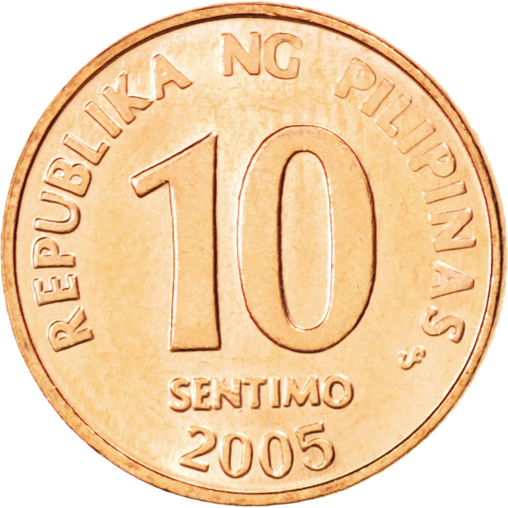 Coin, Philippines, 10 Sentimos, 2005, MS(63), Copper Plated Steel, KM:270.1