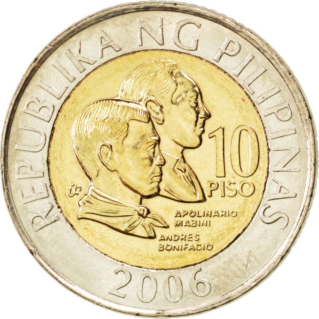 Coin, Philippines, 10 Piso, 2006, MS(63), Bi-Metallic, KM:278
