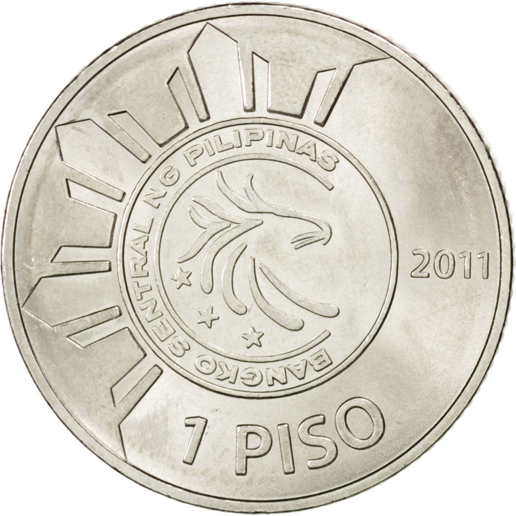 Coin, Philippines, Piso, 2011, MS(63), Nickel plated steel, KM:284