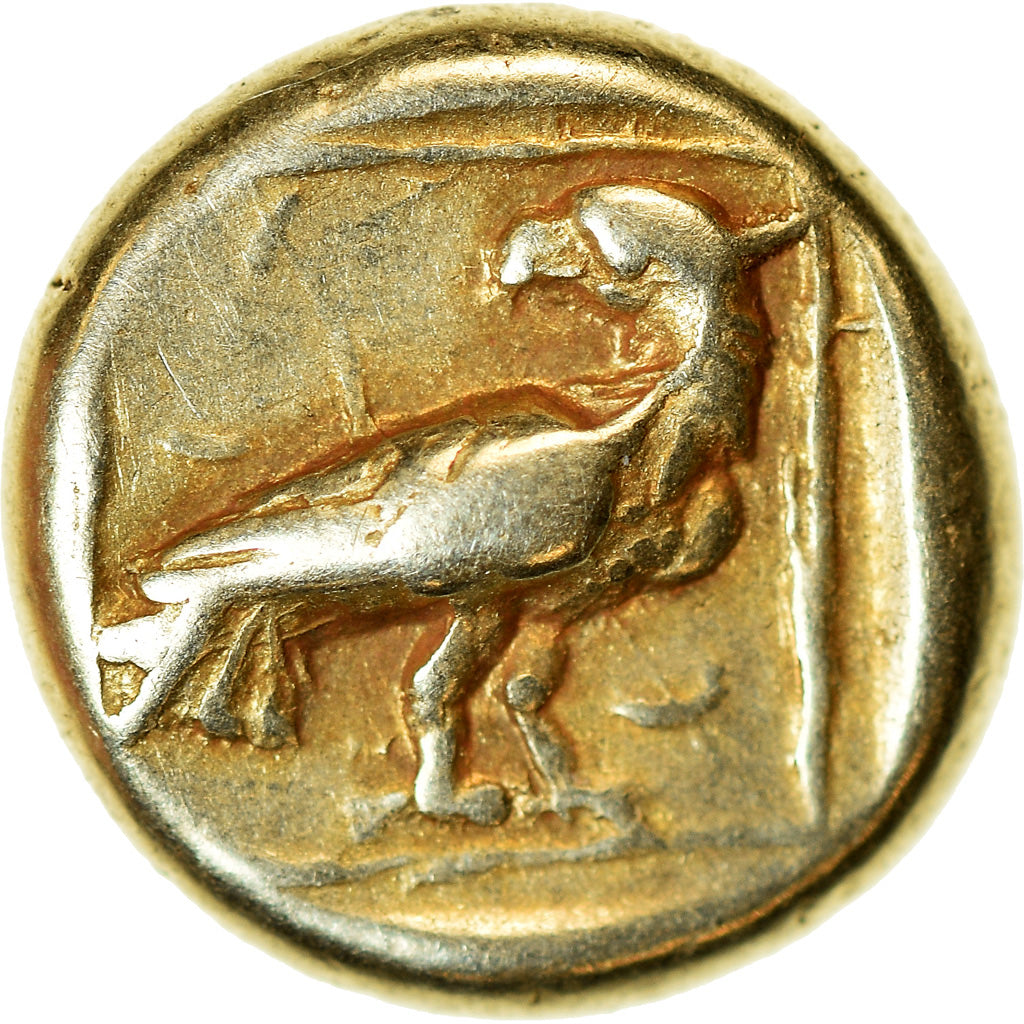 Coin, Lesbos, Mytilene, Hekte, 377-326 BC, AU(50-53), Electrum