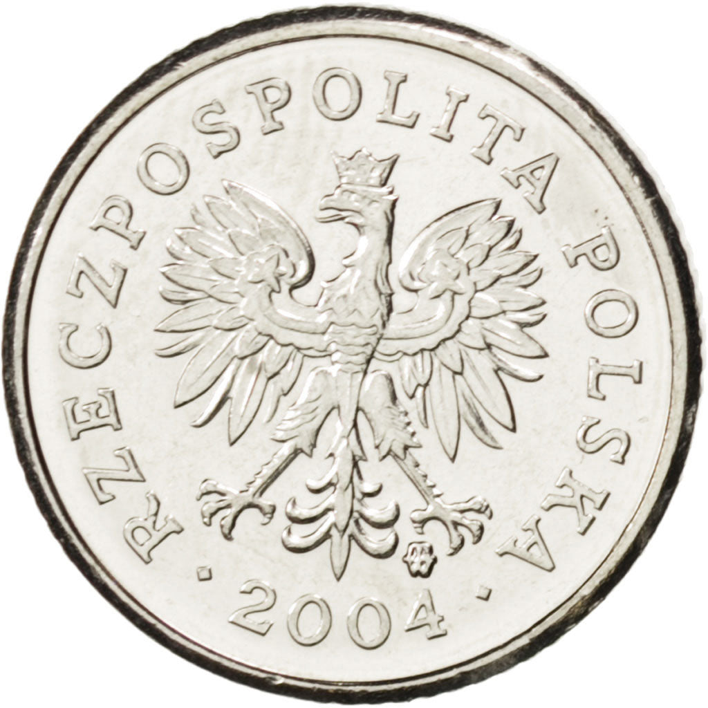 Coin, Poland, 10 Groszy, 2004, MS(63), Copper-nickel, KM:279
