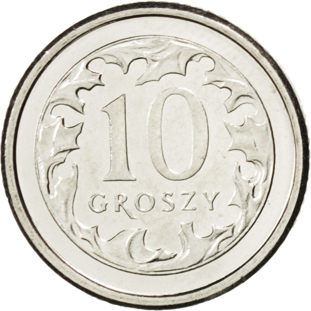Coin, Poland, 10 Groszy, 2004, MS(63), Copper-nickel, KM:279