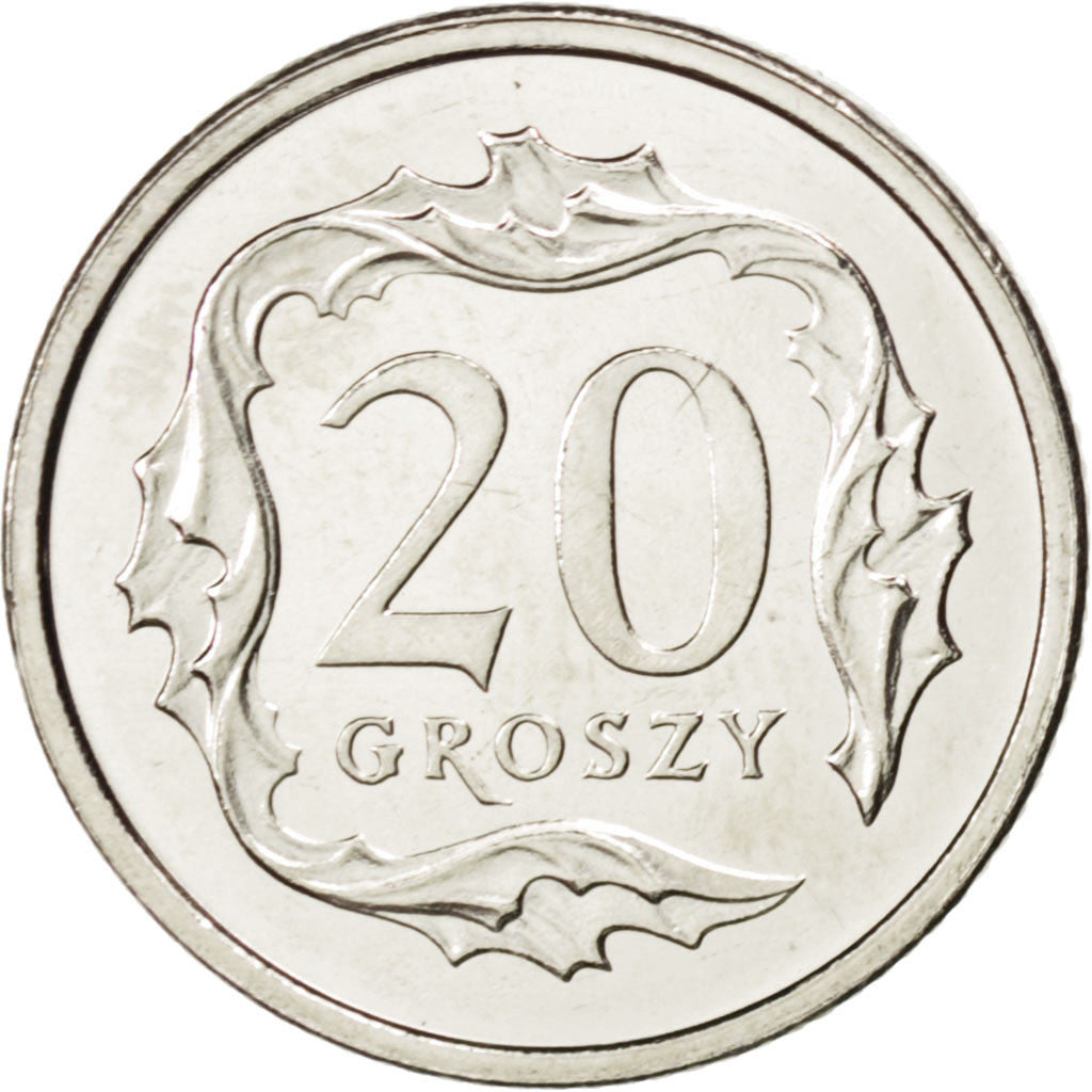 Coin, Poland, 20 Groszy, 2004, MS(63), Copper-nickel, KM:280