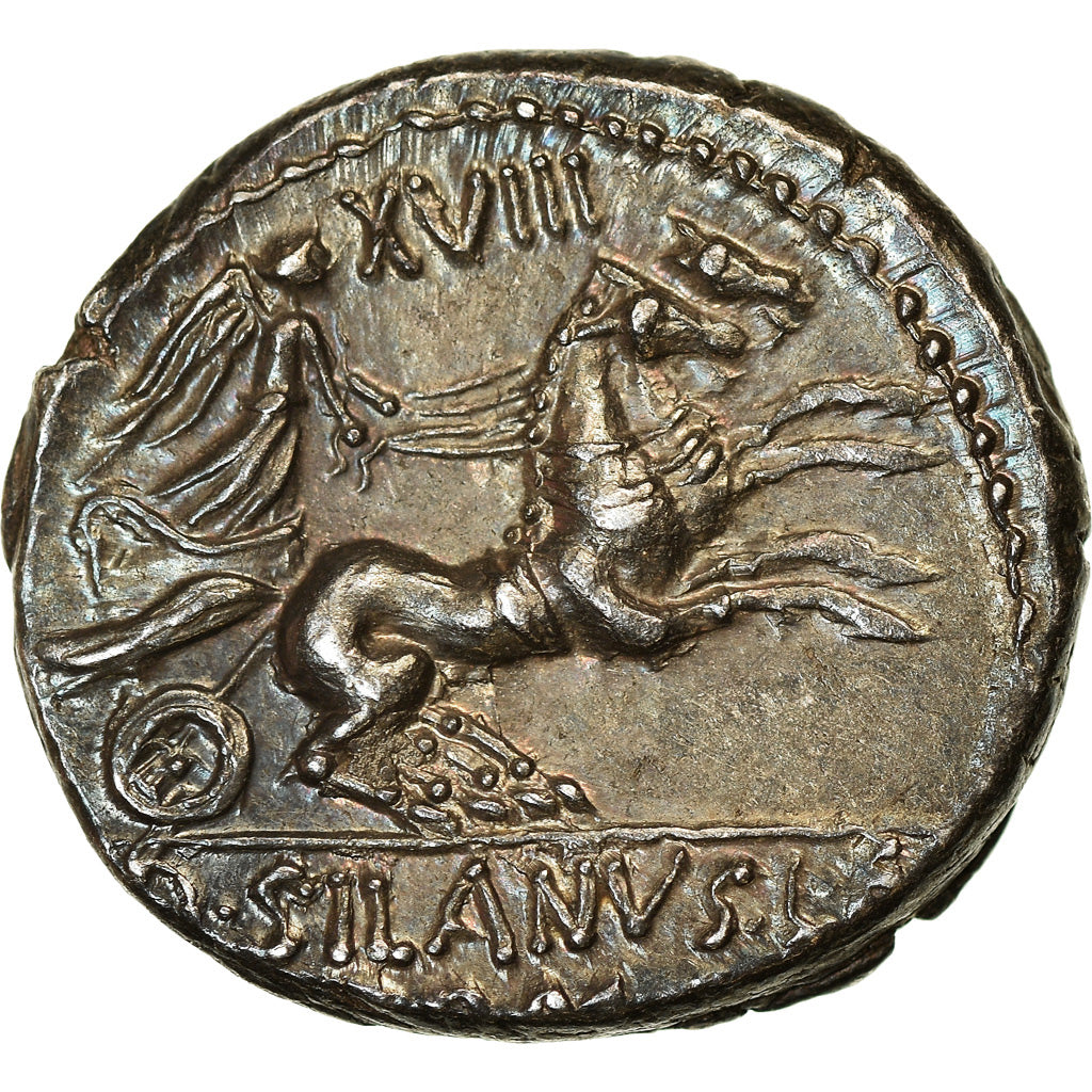 Moneda, Junia, Denarius, 91 BC, Rome, EBC+, Plata, Crawford:337/3