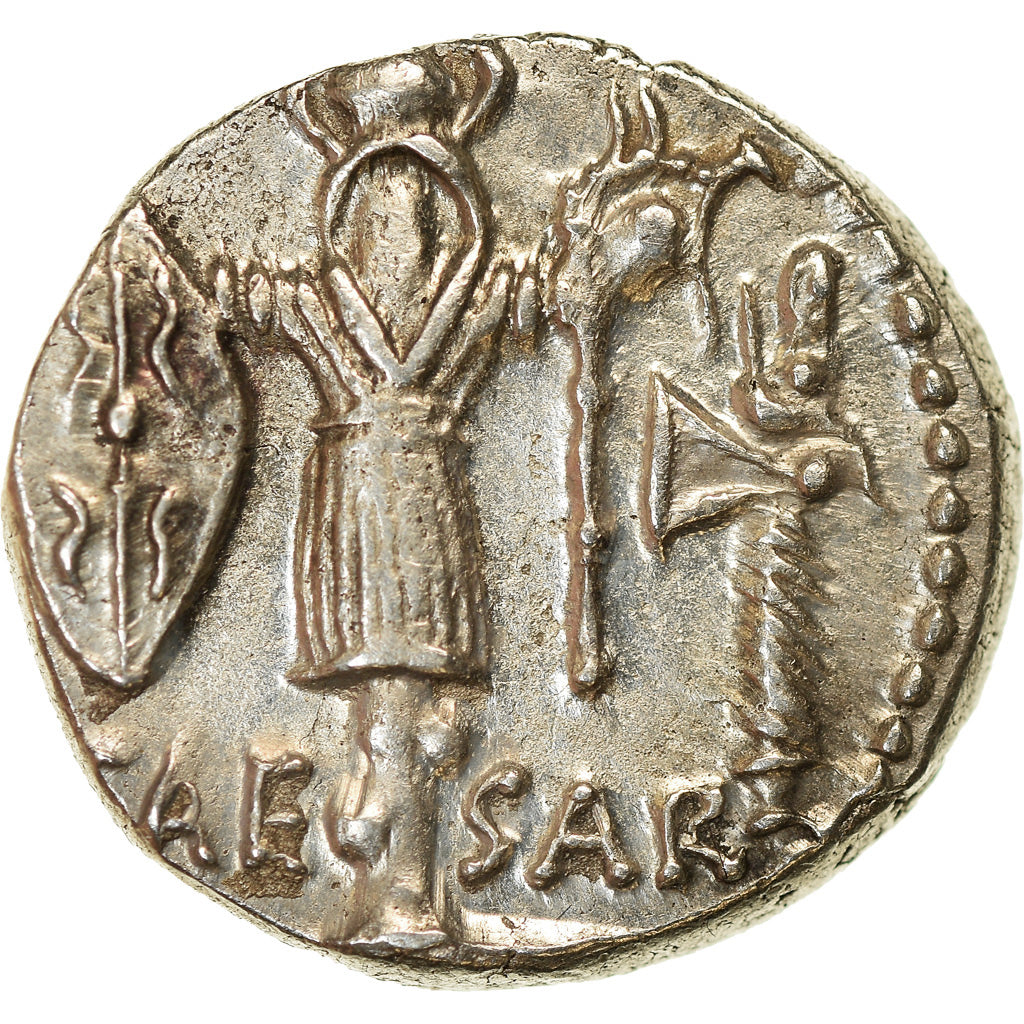 Moneta, Julius Caesar, Denarius, 48-47 BC, Traveling Mint, MS(60-62), Srebro