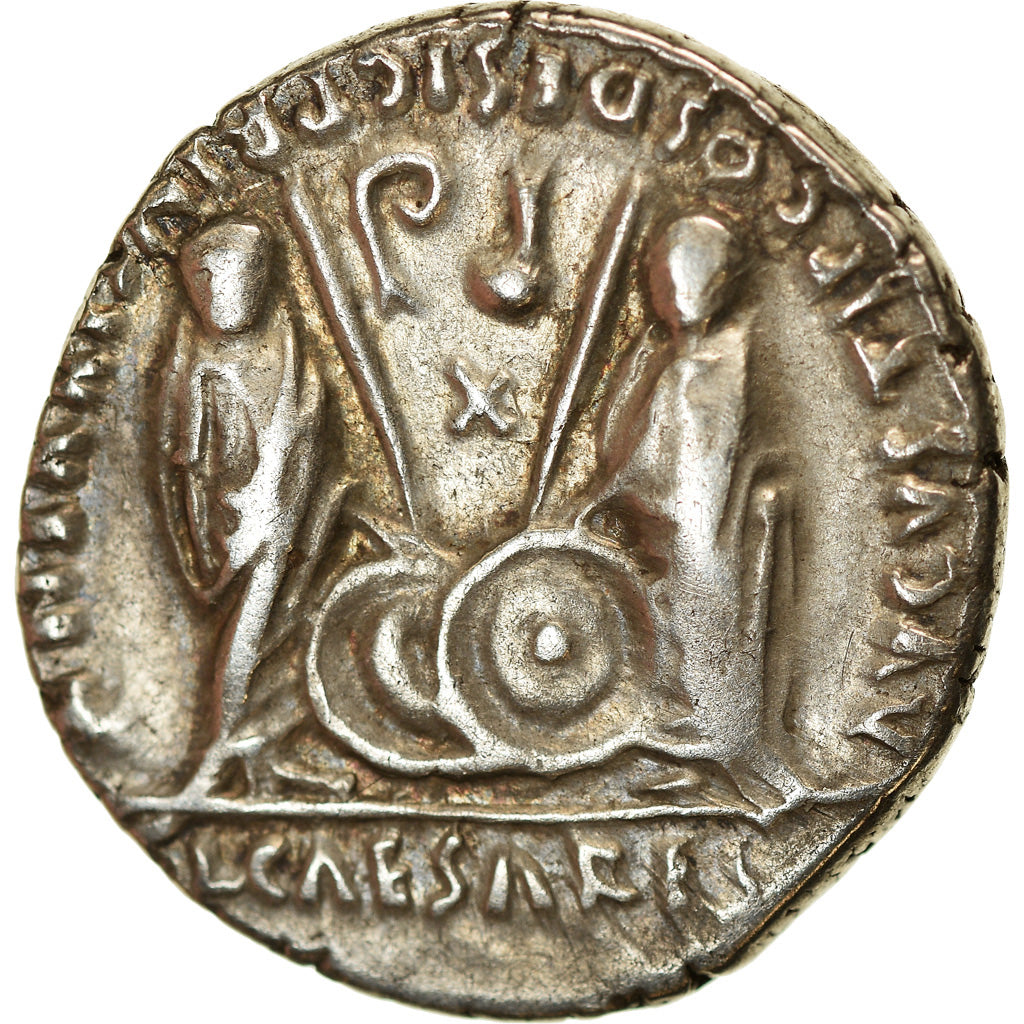 Coin, Augustus, Denarius, 2 BC-4 AD, Lyon - Lugdunum, AU(50-53), Silver, RIC:211