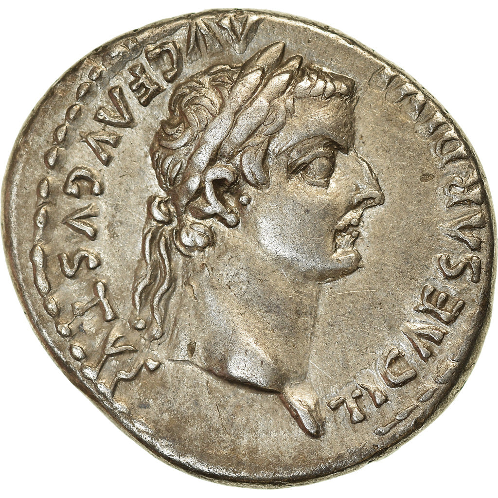 Coin, Tiberius, Denarius, AD 14-37, Lyon - Lugdunum, AU(50-53), Silver, RIC:28