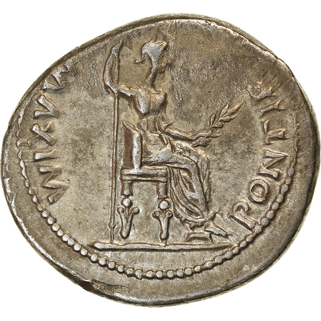 Coin, Tiberius, Denarius, AD 14-37, Lyon - Lugdunum, AU(50-53), Silver, RIC:28