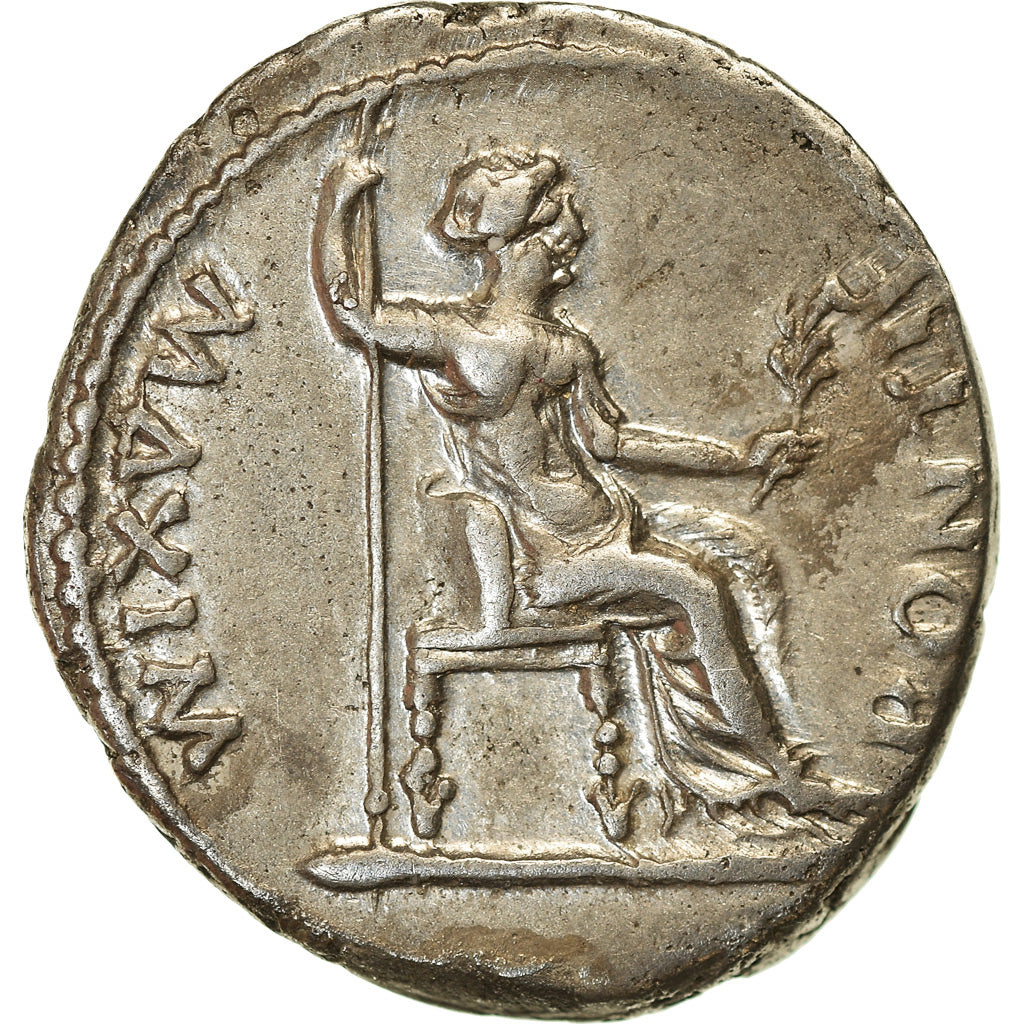 Coin, Tiberius, Denarius, AD 14-37, Lyon - Lugdunum, AU(50-53), Silver, RIC:30