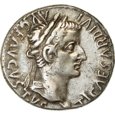 Coin, Tiberius, Denarius, AD 14-37, Lyon - Lugdunum, Brockage, AU(50-53), Silver