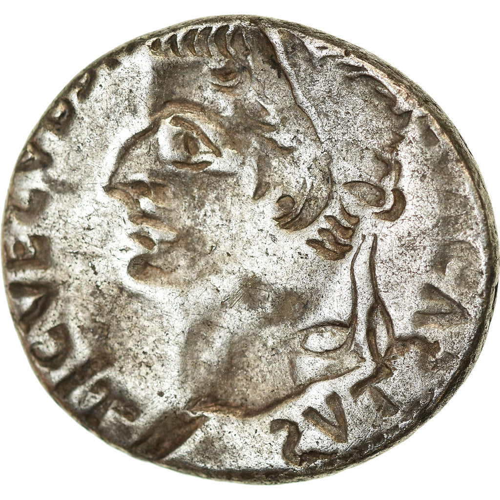 Coin, Tiberius, Denarius, AD 14-37, Lyon - Lugdunum, Brockage, AU(50-53), Silver