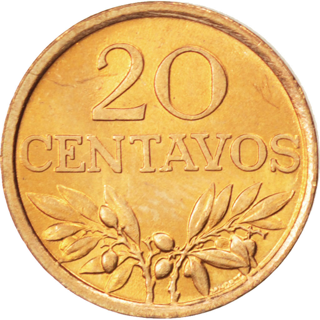 Coin, Portugal, 20 Centavos, 1974, MS(63), Bronze, KM:595