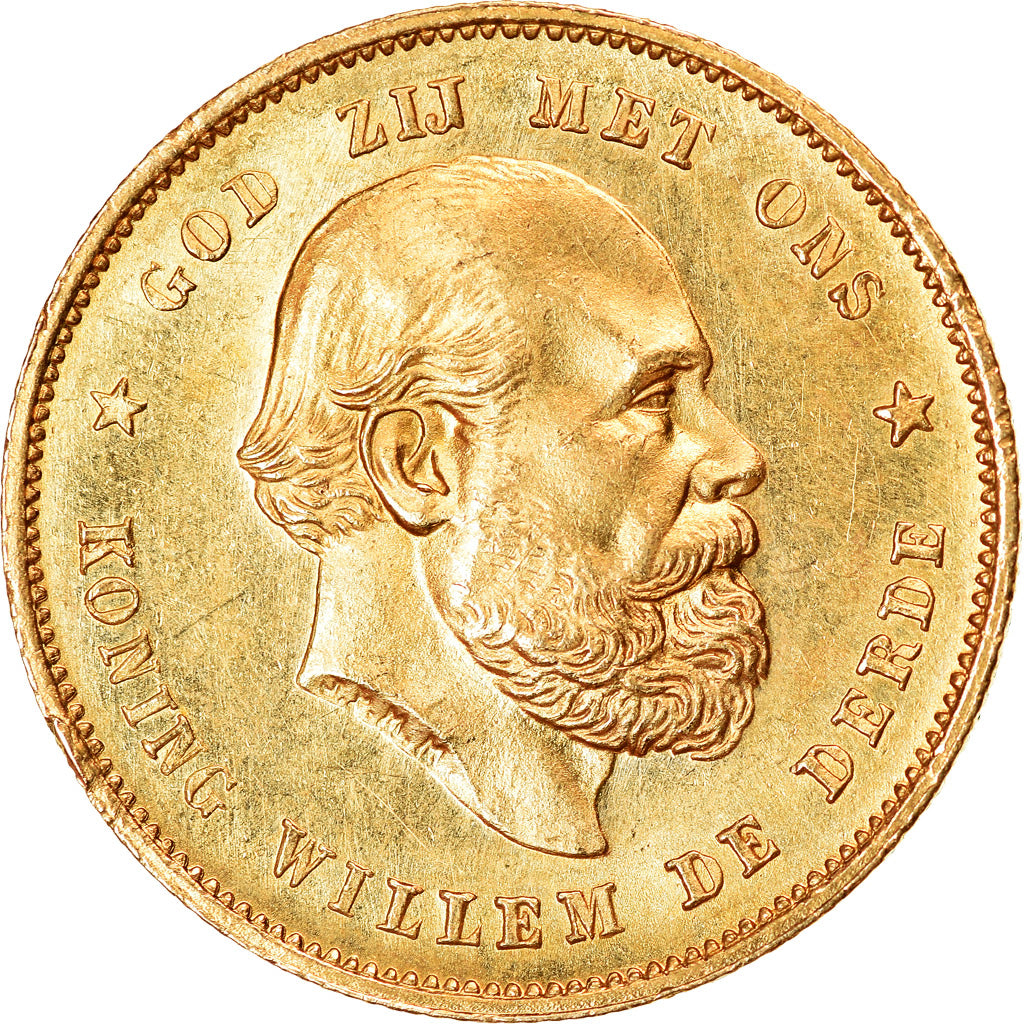 Münze, Niederlande, William III, 10 Gulden, 1879, UNZ, Gold, KM:106