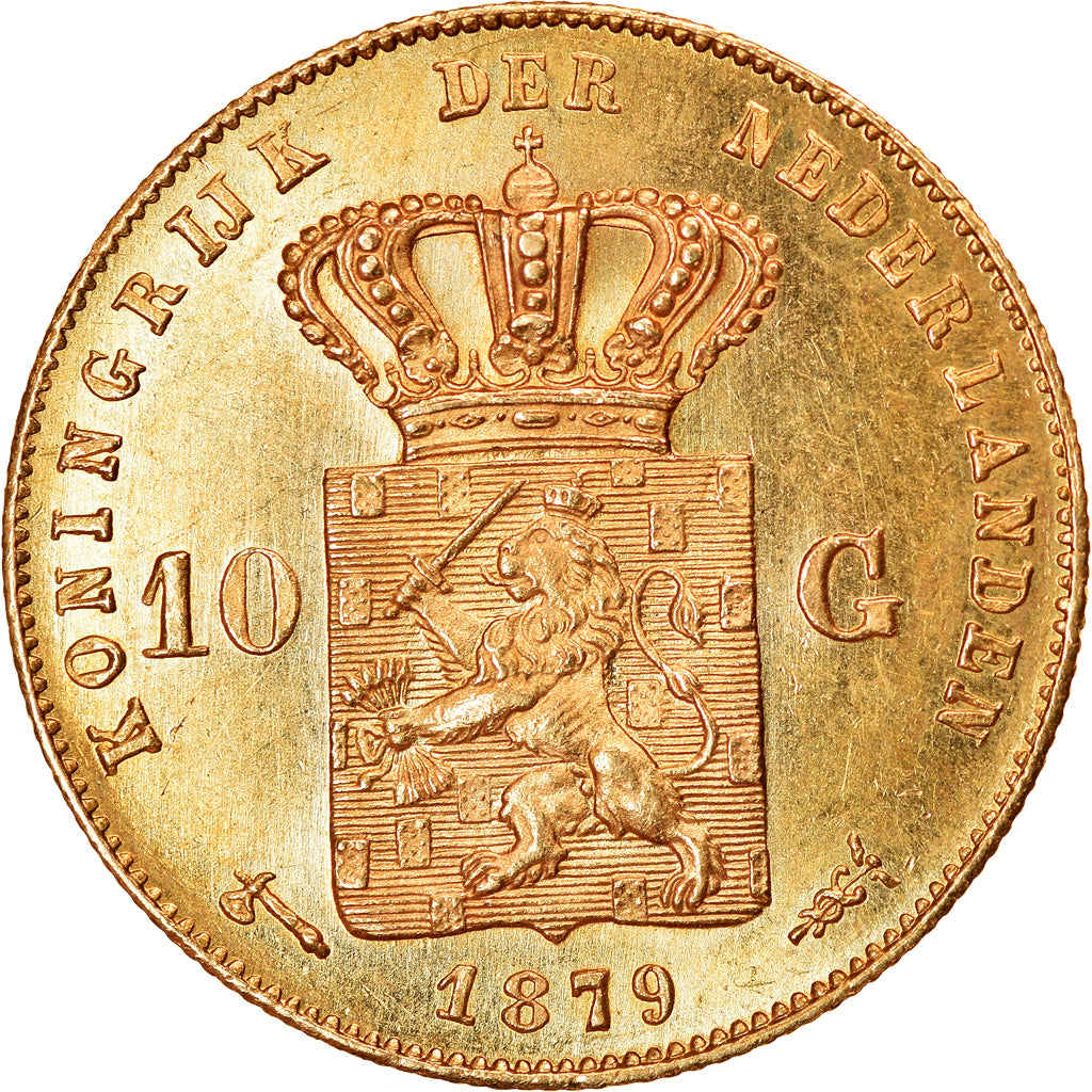 Münze, Niederlande, William III, 10 Gulden, 1879, UNZ, Gold, KM:106