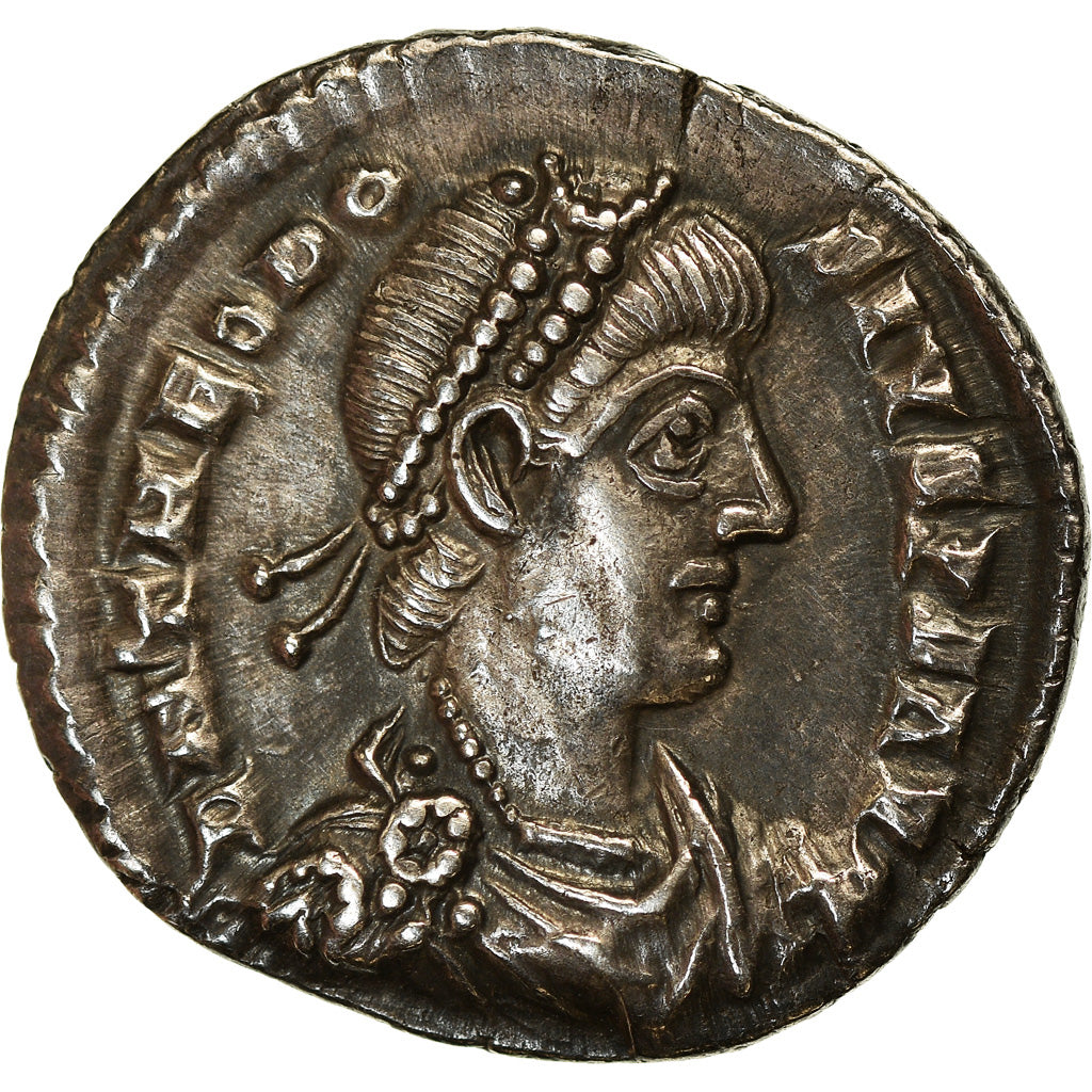 Coin, Theodosius I, Siliqua, 388-395, Trier, AU(55-58), Silver, RIC:58b.1
