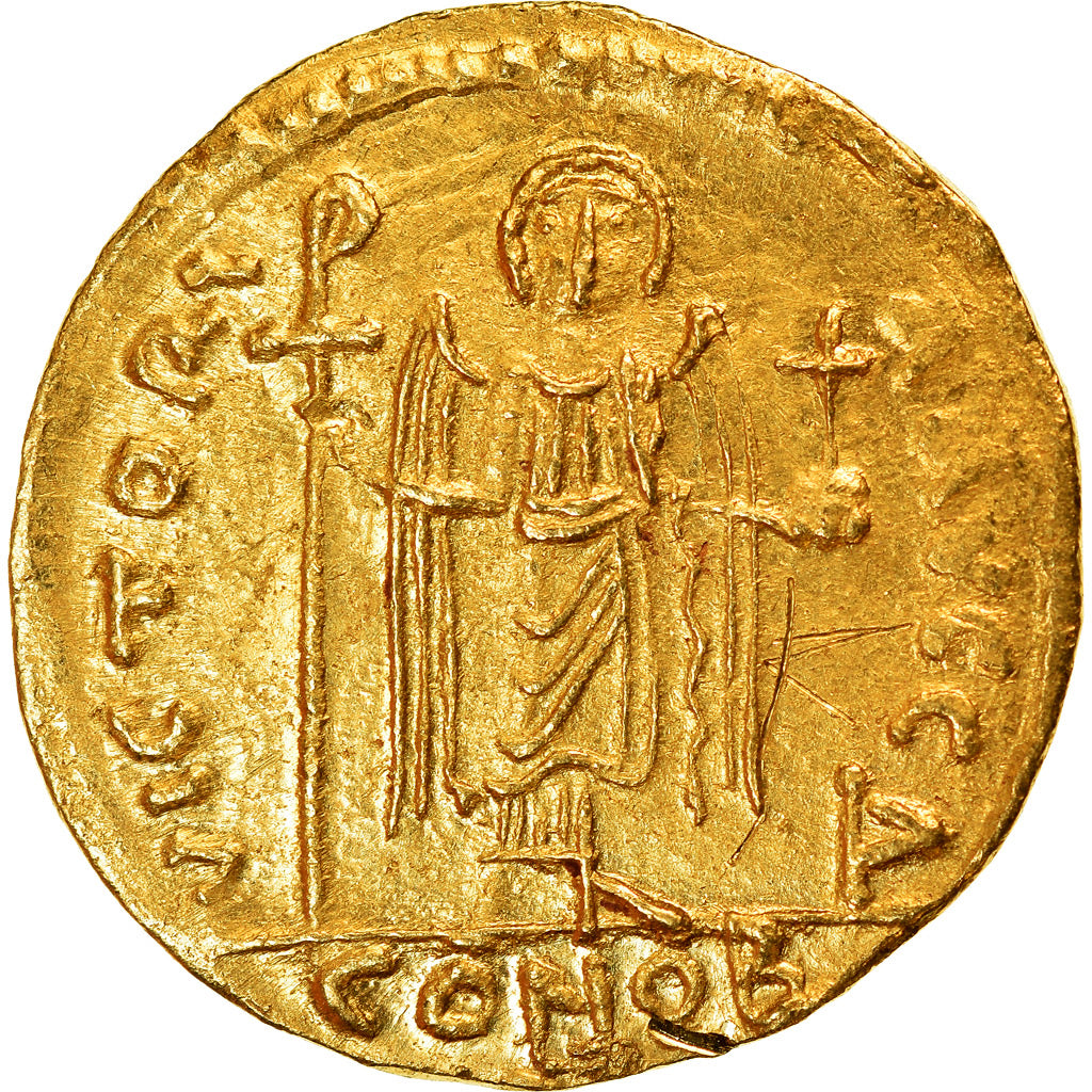 Coin, Maurice Tiberius, Solidus, 583-602, Constantinople, AU(55-58), Gold