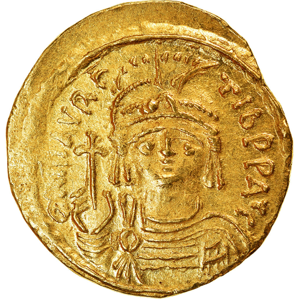 Coin, Maurice Tiberius, Solidus, 583-602, Constantinople, AU(50-53), Gold