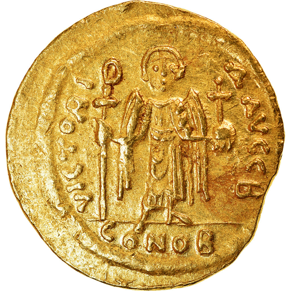 Coin, Maurice Tiberius, Solidus, 583-602, Constantinople, AU(50-53), Gold