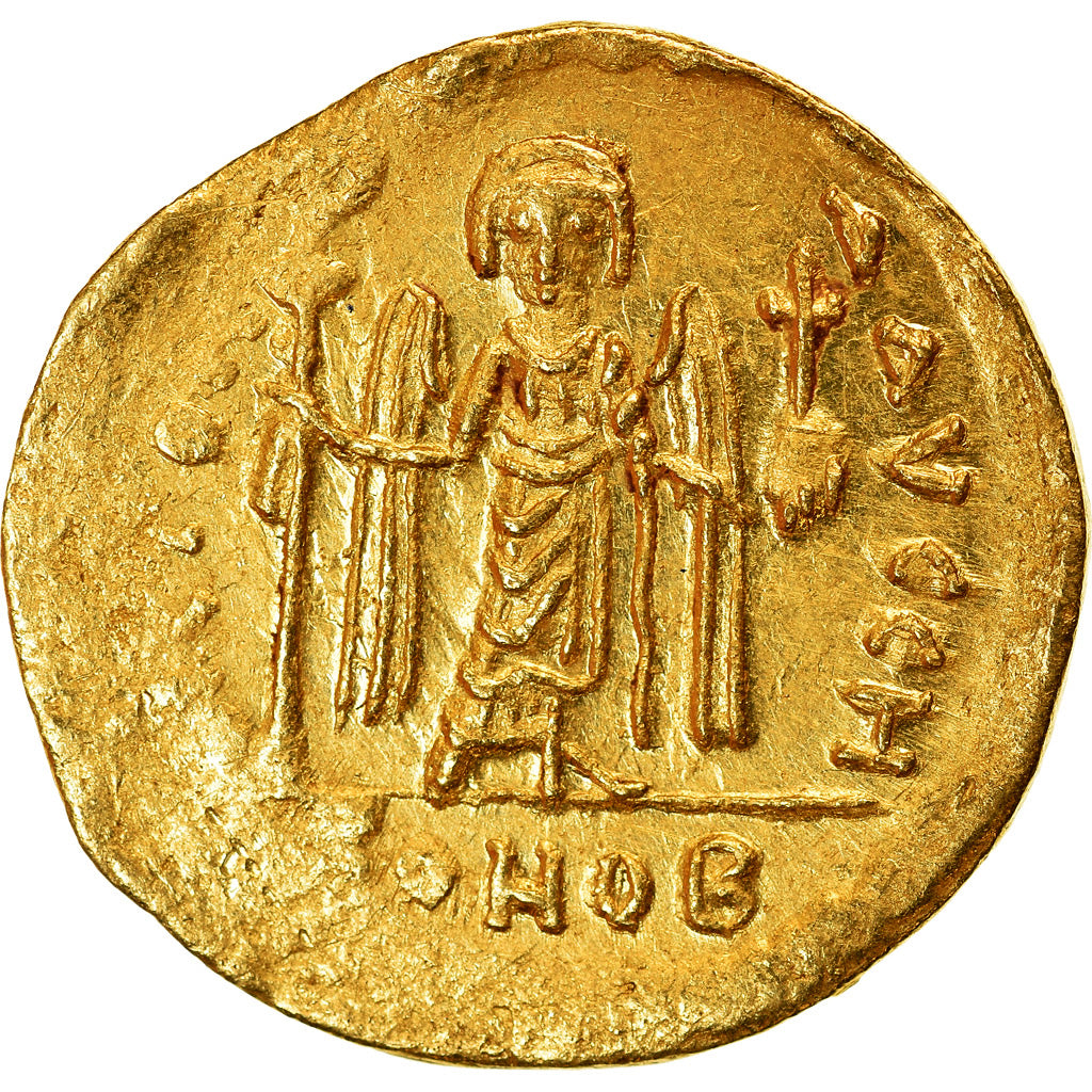 Coin, Phocas, Solidus, 603-607, Constantinople, AU(55-58), Gold, Sear:618