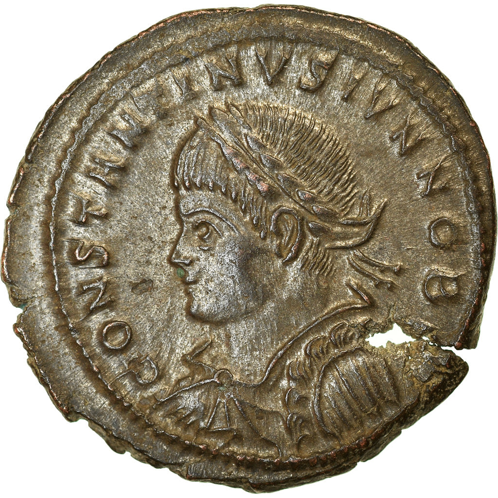 Coin, Constantine II, Follis, 326, Trier, AU(55-58), Bronze, RIC:480