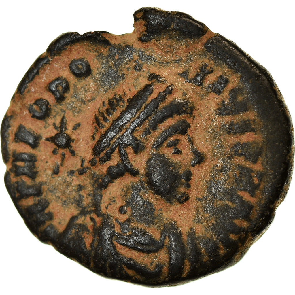 Moeda, Theodosius II, Nummus, 406-408, Alexandria, EF(40-45), Bronze, RIC:159