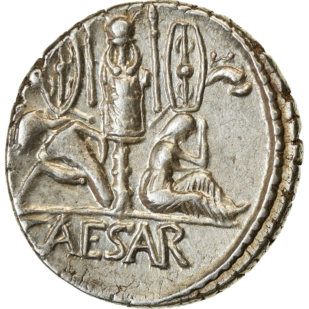 Moneda, Julius Caesar, Denarius, 46 BC, Rome, MBC, Plata, Crawford:468/2