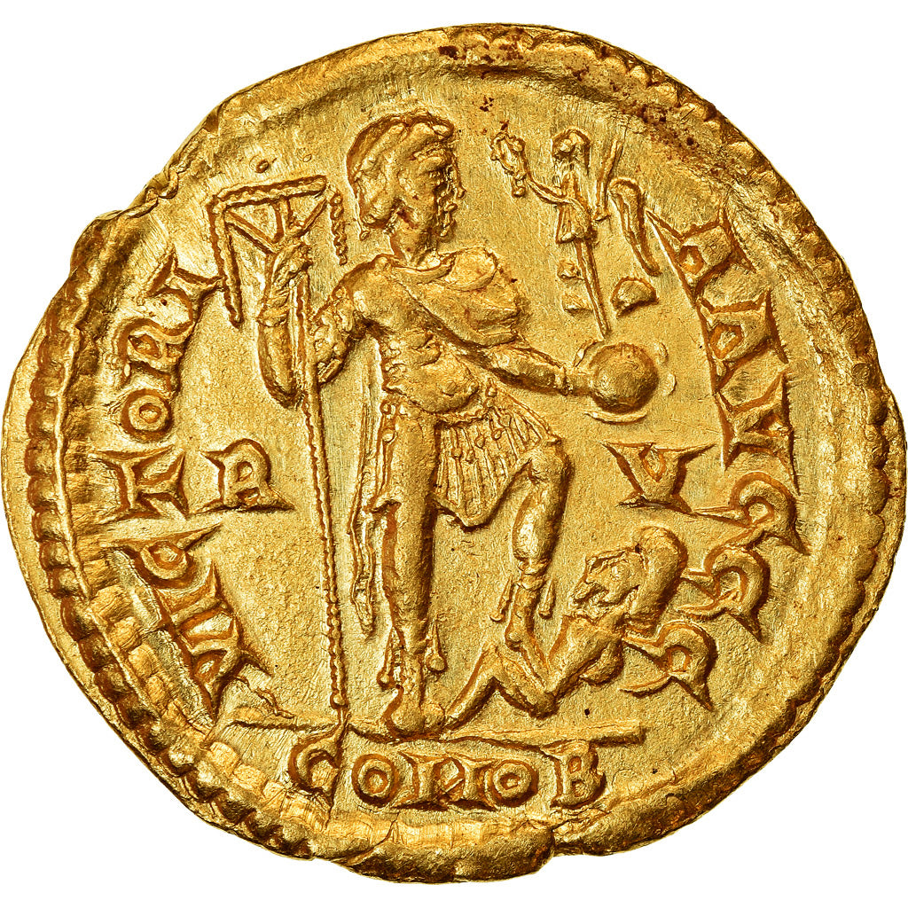Coin, Honorius, Solidus, 402-408, Ravenna, MS(60-62), Gold, RIC:1287