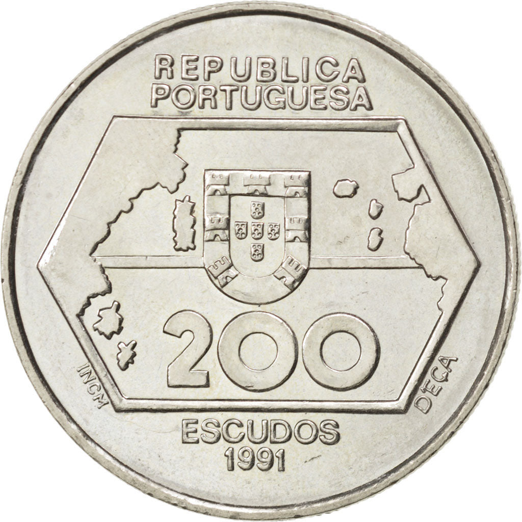 Coin, Portugal, 200 Escudos, 1991, MS(63), Copper-nickel, KM:659