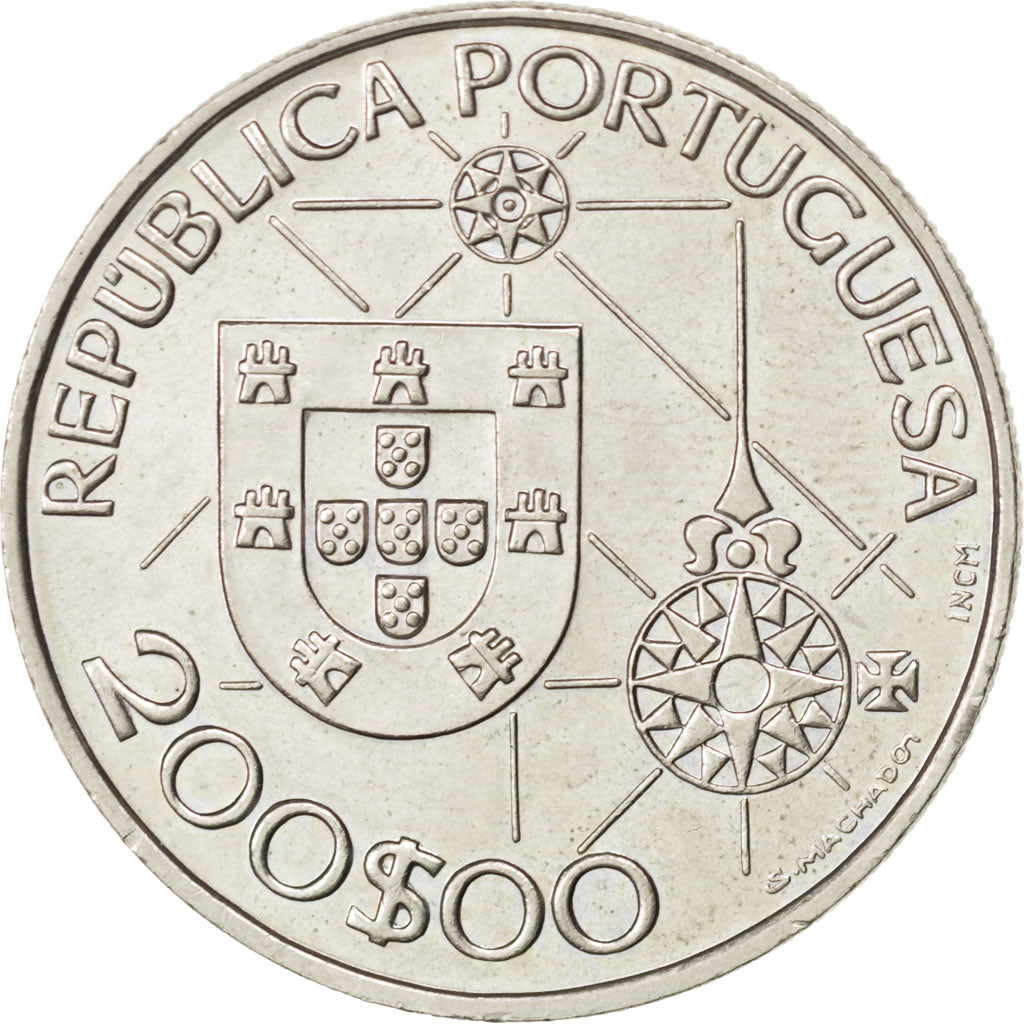 PORTUGAL, 200 Escudos, 1992, KM #660, MS(63), Copper-Nickel, 36, 20.96