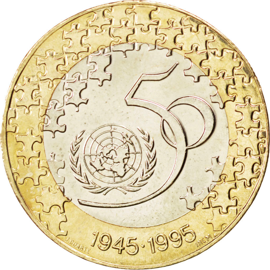 PORTUGAL, 200 Escudos, 1995, KM #679, MS(63), Bi-Metallic, 28, 9.85