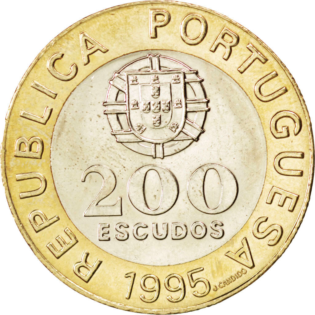 PORTUGAL, 200 Escudos, 1995, KM #679, MS(63), Bi-Metallic, 28, 9.85