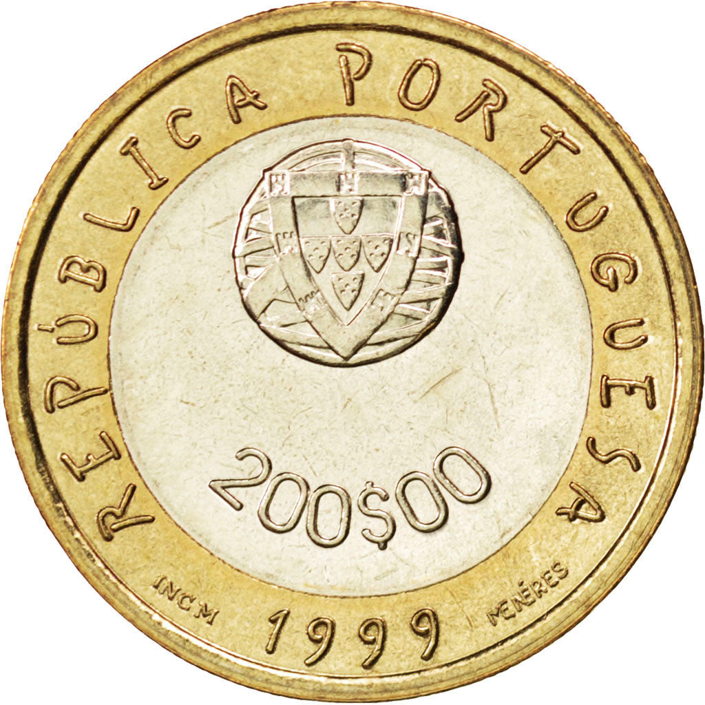 PORTUGAL, 200 Escudos, 1999, Lisbon, KM #720, MS(63), Bi-Metallic, 28, 9.75