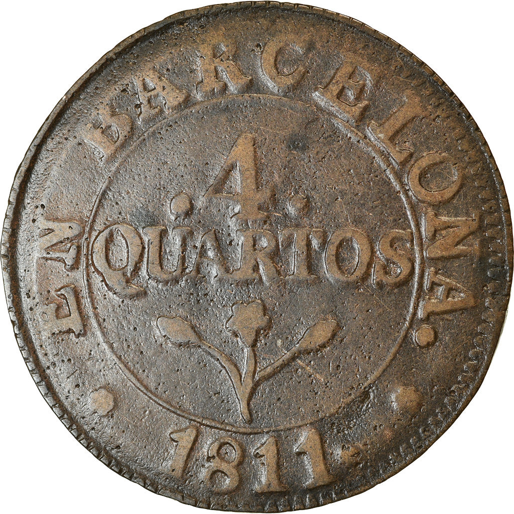 Coin, Spain, BARCELONA, Joseph (Jose) Napolean, 4 Quartos, 1811, Barcelona