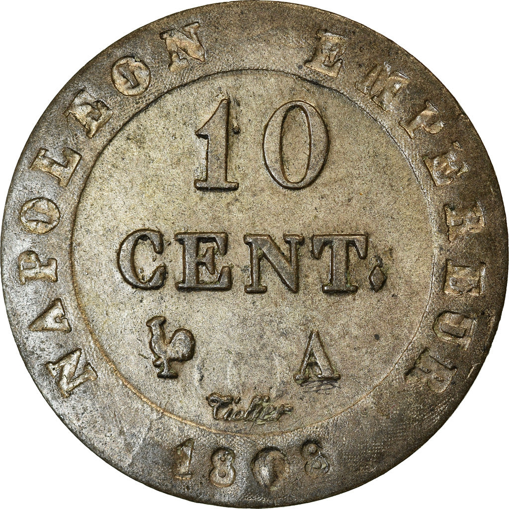 Coin, France, Napoleon I, 10 Centimes, 1808, Paris, AU(55-58), Billon
