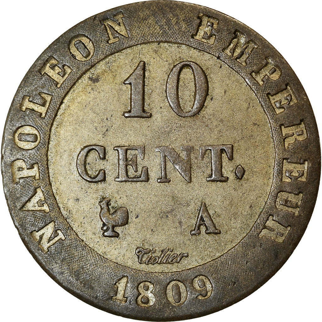 Coin, France, Napoleon I, 10 Centimes, 1809, Paris, AU(55-58), Billon