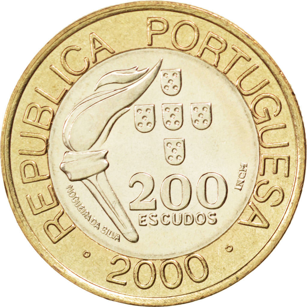 Coin, Portugal, 200 Escudos, 2000, MS(63), Bi-Metallic, KM:726