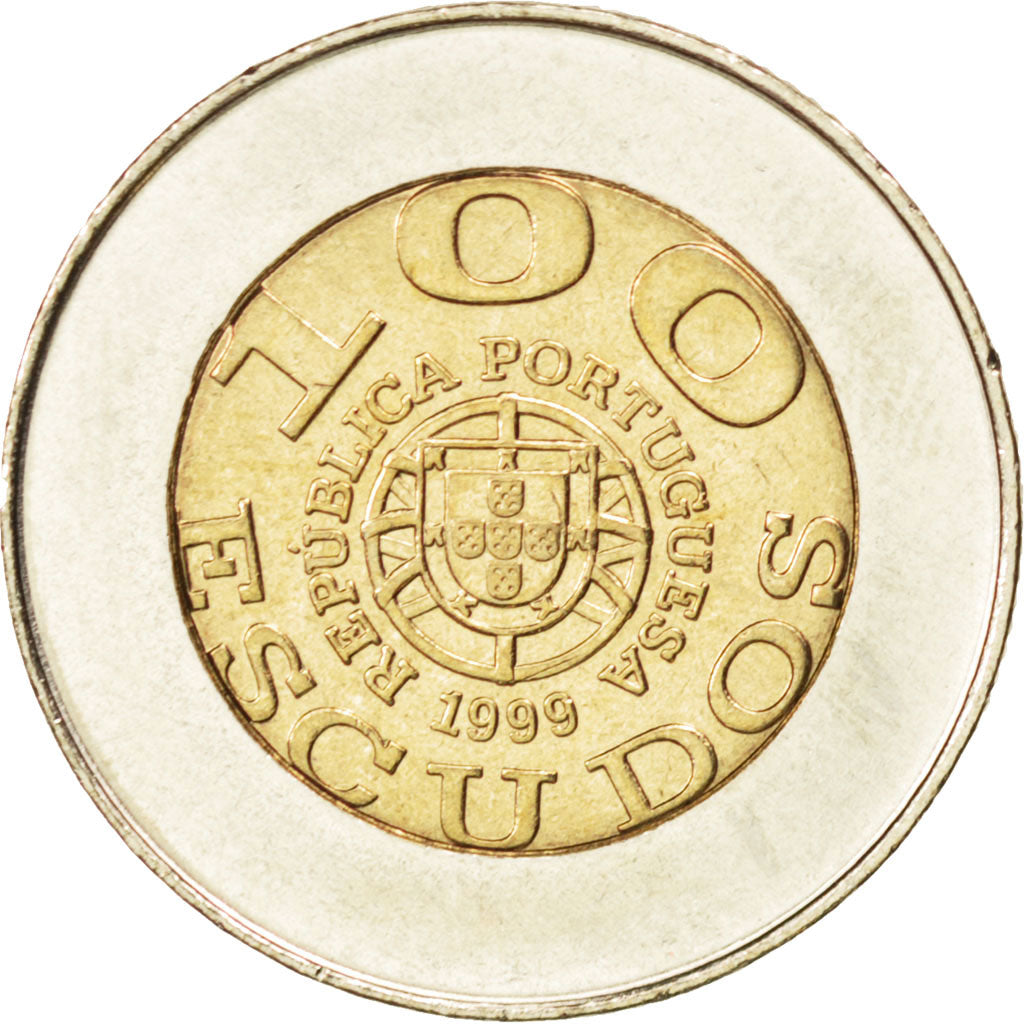 PORTUGAL, 100 Escudos, 1999, Lisbon, KM #722.2, MS(63), Bi-Metallic, 25, 8.34