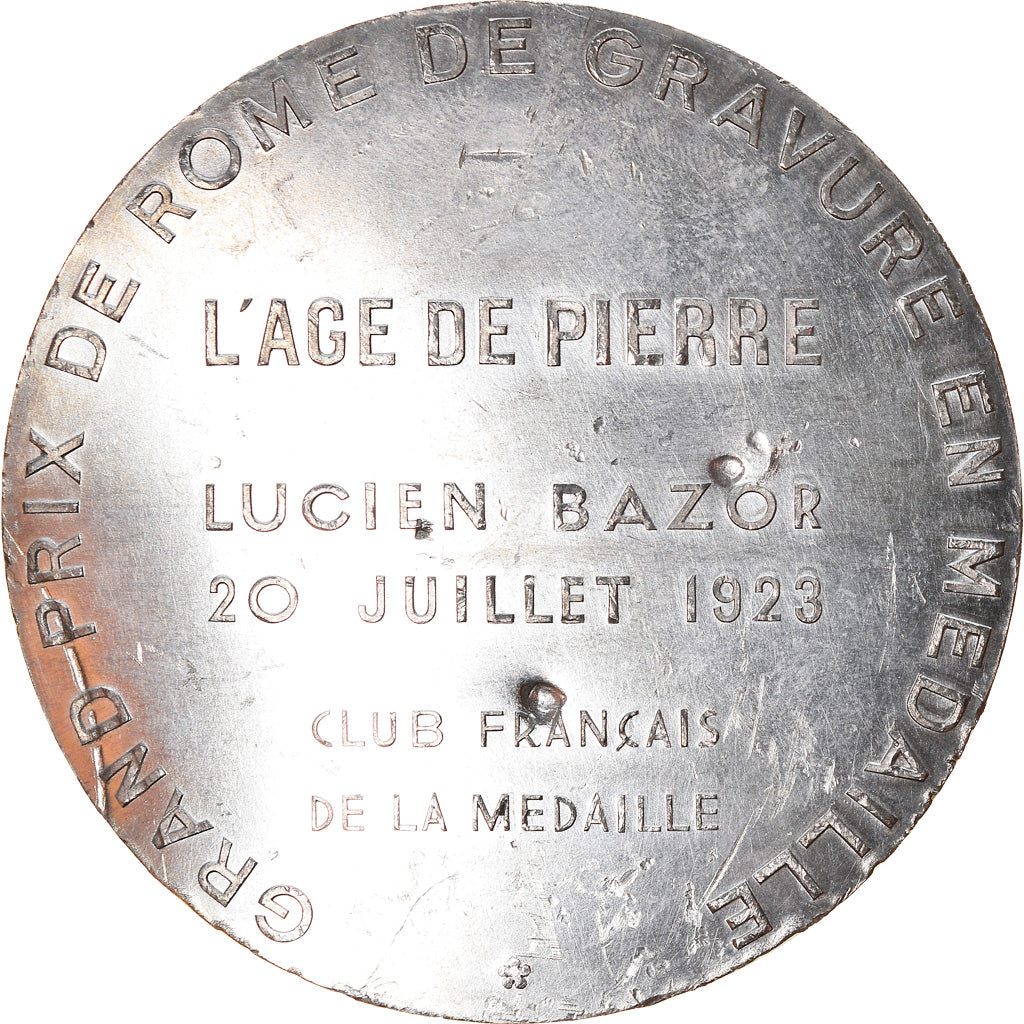 France, Medal, Gravure, Grand Prix de Rome, l'Age de Pierre, 1967, Bazor