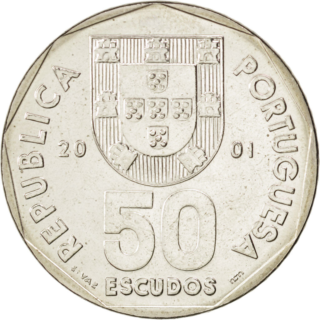 Portugal, 50 Escudos, 2001, KM #New, MS(63), Cupro-nickel, 9.40